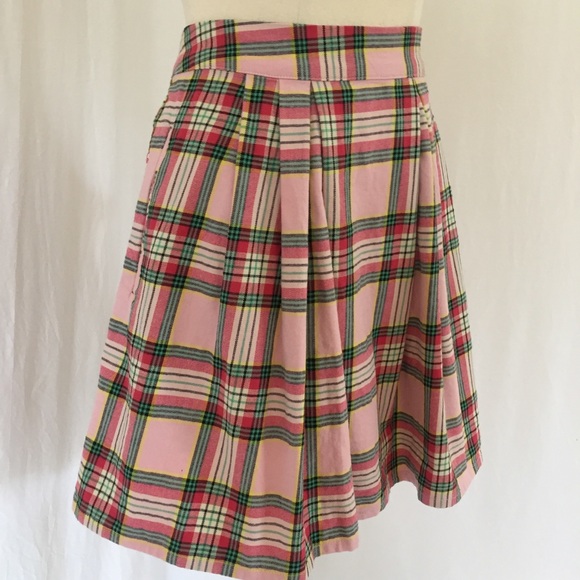 DANGERFIELD 18 plus size womens pleated plaid mini skirt pink green tartan curvy - Picture 2 of 16